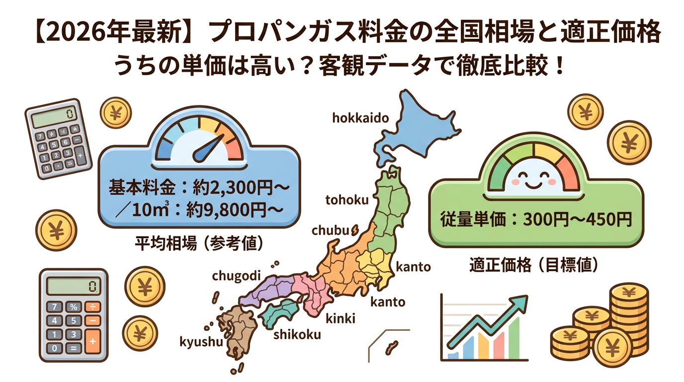 【2026年最新】プロパンガス料金の全国・地域別平均相場と「適正価格」の判定基準
